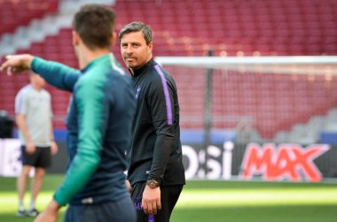 Madrid, İspanya - 01 Mayıs 2019: Mauricio Pochettino antrenmanda