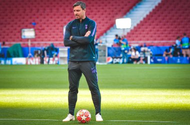 Madrid, İspanya - 01 Mayıs 2019: Mauricio Pochettino antrenmanda