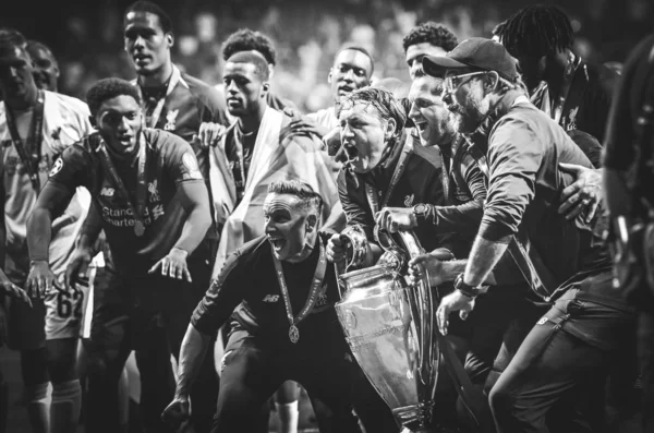 Madrid, Spain - 01 MAY 2019: Jurgen Klopp and Liverpool players — Stock Photo, Image