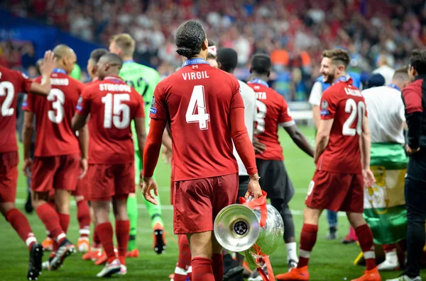 Madrid, Espanha - 01 MAIO 2019: Virgil van Dijk e Liverpool playe — Fotografia de Stock