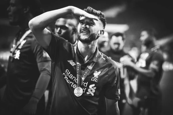Madrid, İspanya - 01 Mayıs 2019: Liverpool oyuncuları w kutlamak — Stok fotoğraf