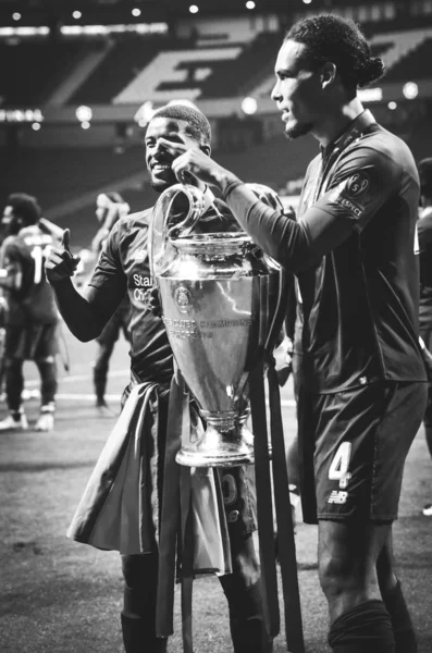 Madrid, Spain - 01 MAY 2019: Georginio Wijnaldum and Virgil van — Stock Photo, Image