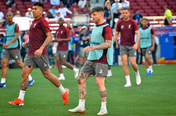 Мадрид, Испания - 01 мая 2019 года: Тренировочные игроки "Ливерпо"
