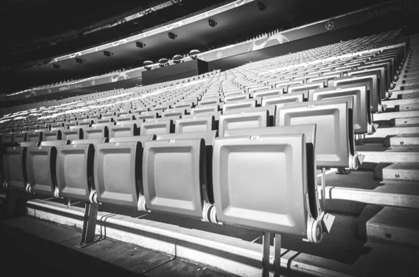 Madrid, Spain - 01 MAY 2019: Seats for fans in the stadium secto — Stock Photo, Image