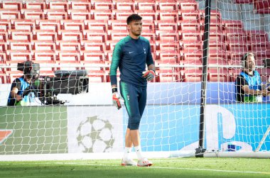 Madrid, İspanya - 01 Mayıs 2019: Tottenh'in Paulo Gazzaniga oyuncuları