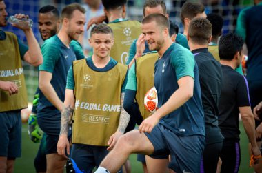 Madrid, İspanya - 01 Mayıs 2019: Tottenh'in antrenman oyuncuları