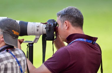 Madrid, İspanya - 01 Mayıs 2019: Fotoğraf makinesi yle fotoğraf makinesi çekimleri  