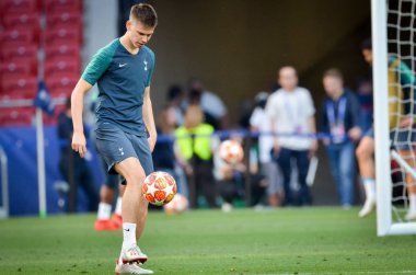 Madrid, İspanya - 01 Mayıs 2019: Tottenh'in antrenman oyuncuları