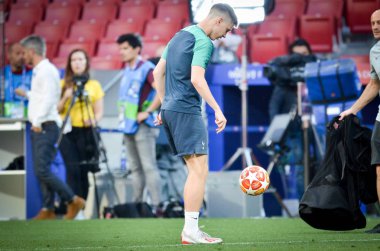 Madrid, İspanya - 01 Mayıs 2019: Tottenh'in antrenman oyuncuları
