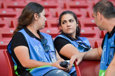 Madrid, İspanya - 01 Mayıs 2019: Uefa Şampiyonlar Ligi'nde stewards 