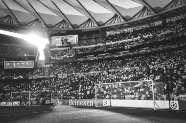 Madrid, İspanya - 01 Mayıs 2019: Tottenham taraftarları tribünde