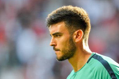 Madrid, İspanya - 01 Mayıs 2019: Paulo Gazzaniga Uefa Cha sırasında
