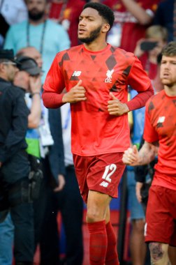 Madrid, İspanya - 01 Mayıs 2019: Joe Gomez Uefa Şampiyonlar Ligi'nde