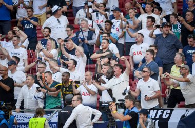 Madrid, İspanya - 01 Mayıs 2019: Tottenham taraftarları tribünde