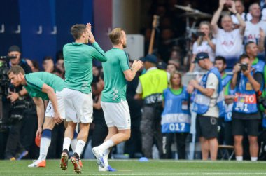 Madrid, İspanya - 01 Mayıs 2019: Tottenham takımı sahaya koştu