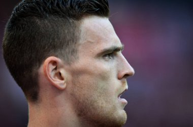 Madrid, İspanya - 01 Mayıs 2019: Andrew Robertson Uefa Ch sırasında