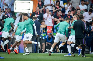 Madrid, İspanya - 01 Mayıs 2019: Uefa Cha sırasında futbolcu