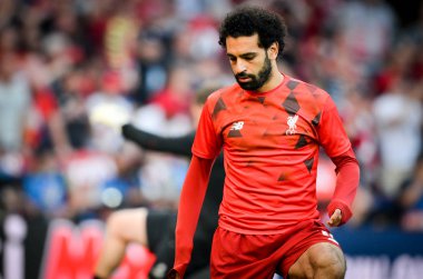 Madrid, İspanya - 01 Mayıs 2019: Mohamed Salah Uefa Şampiyonluğu sırasında