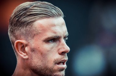 Madrid, İspanya - 01 Mayıs 2019: Portre Jordan Henderson sırasında