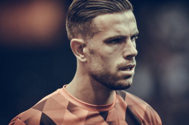 Madrid, İspanya - 01 Mayıs 2019: Portre Jordan Henderson sırasında
