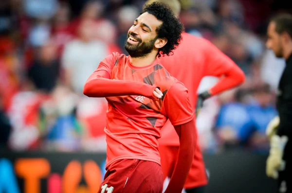 Madrid, İspanya - 01 Mayıs 2019: Mohamed Salah Uefa Şampiyonluğu sırasında — Stok fotoğraf