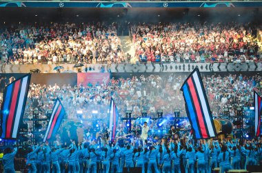 Madrid, İspanya - 01 Mayıs 2019: Imagine Dragons'dan Dan Reynolds