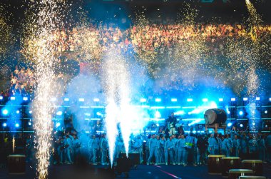 Madrid, İspanya - 01 Mayıs 2019: Imagine Dragons'dan Dan Reynolds