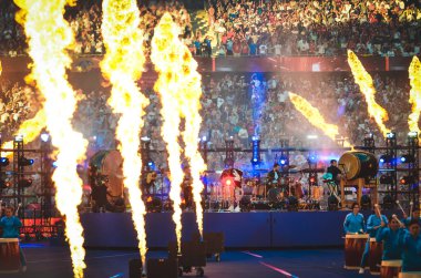 Madrid, İspanya - 01 Mayıs 2019: Imagine Dragons'dan Dan Reynolds