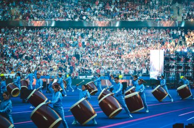 Madrid, İspanya - 01 Mayıs 2019: Imagine Dragons'dan Dan Reynolds
