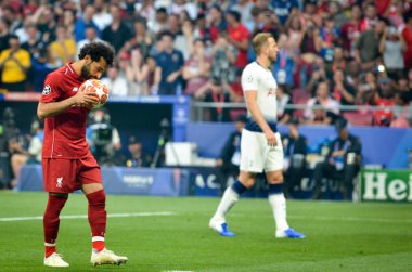 Madrid, İspanya - 01 Mayıs 2019: Mohamed Salah penaltı dansı