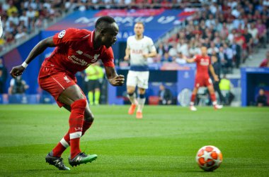 Madrid, İspanya - 01 Mayıs 2019: Sadio Mane Uefa Şampiyonu