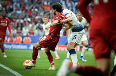 Madrid, İspanya - 01 Mayıs 2019: Mohamed Salah Uefa Şampiyonluğu sırasında