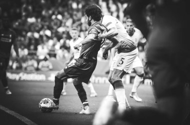 Madrid, İspanya - 01 Mayıs 2019: Mohamed Salah Uefa Şampiyonluğu sırasında