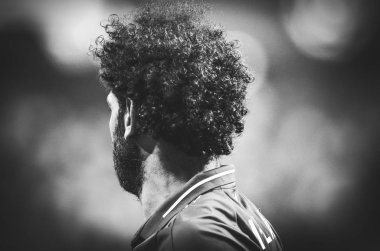 Madrid, İspanya - 01 Mayıs 2019: Mohamed Salah Uefa Şampiyonluğu sırasında
