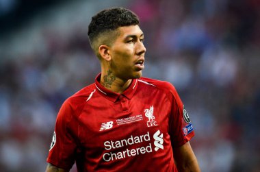 Madrid, İspanya - 01 Mayıs 2019: Roberto Firmino Uefa Cha sırasında