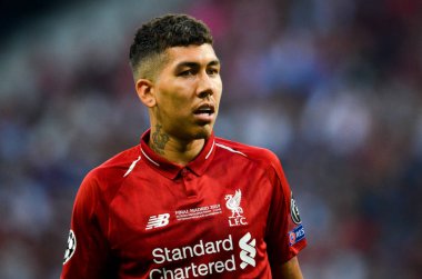 Madrid, İspanya - 01 Mayıs 2019: Roberto Firmino Uefa Cha sırasında