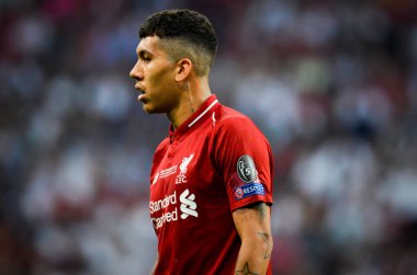 Madrid, İspanya - 01 Mayıs 2019: Roberto Firmino Uefa Cha sırasında