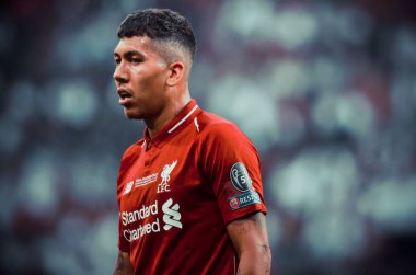 Madrid, İspanya - 01 Mayıs 2019: Roberto Firmino Uefa Cha sırasında