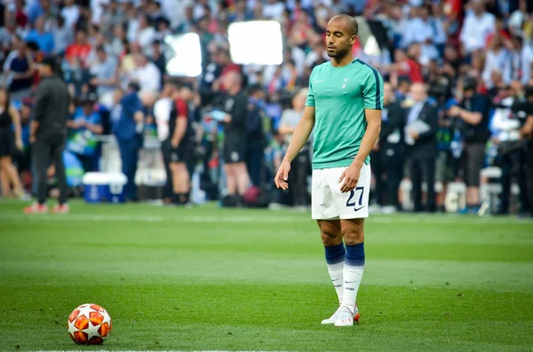 Madrid, Espanha - 01 MAIO 2019: Jogador Lucas Moura durante a UEFA — Fotografia de Stock