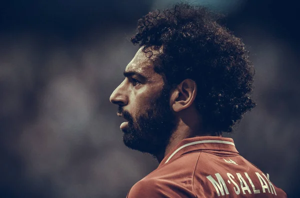 Madrid, İspanya - 01 Mayıs 2019: Mohamed Salah Uefa Şampiyonluğu sırasında