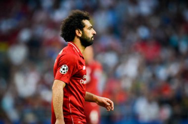 Madrid, İspanya - 01 Mayıs 2019: Mohamed Salah Uefa Şampiyonluğu sırasında