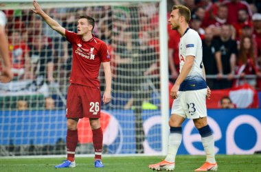 Madrid, İspanya - 01 Mayıs 2019: Andrew Robertson Uefa Ch sırasında