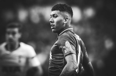 Madrid, İspanya - 01 Mayıs 2019: Roberto Firmino Uefa Cha sırasında