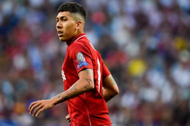 Madrid, İspanya - 01 Mayıs 2019: Roberto Firmino Uefa Cha sırasında