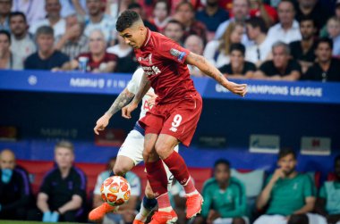 Madrid, İspanya - 01 Mayıs 2019: Roberto Firmino Uefa Cha sırasında