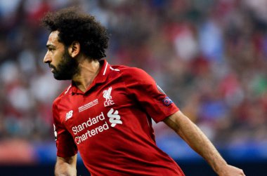 Madrid, İspanya - 01 Mayıs 2019: Mohamed Salah Uefa Şampiyonluğu sırasında