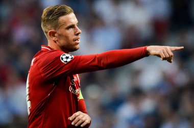 Madrid, İspanya - 01 Mayıs 2019: Jordan Henderson Uefa Ch sırasında