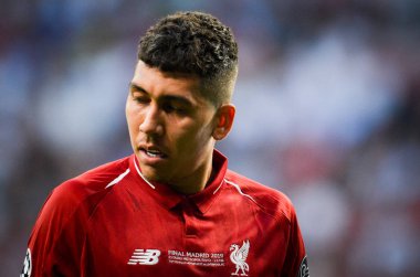 Madrid, İspanya - 01 Mayıs 2019: Roberto Firmino oyuncusu