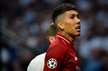 Madrid, İspanya - 01 Mayıs 2019: Roberto Firmino oyuncusu