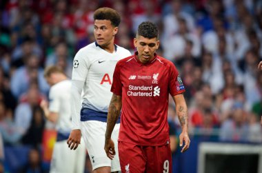 Madrid, İspanya - 01 Mayıs 2019: Roberto Firmino oyuncusu